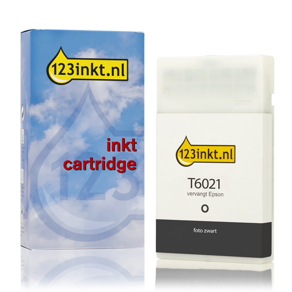 Epson T6021 inktcartridge foto zwart standaard capaciteit (123inkt huismerk) C13T602100C 026019 - 1