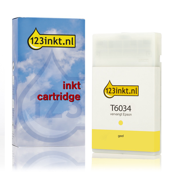 Epson T6034 inktcartridge geel hoge capaciteit (123inkt huismerk) C13T603400C 026041 - 1