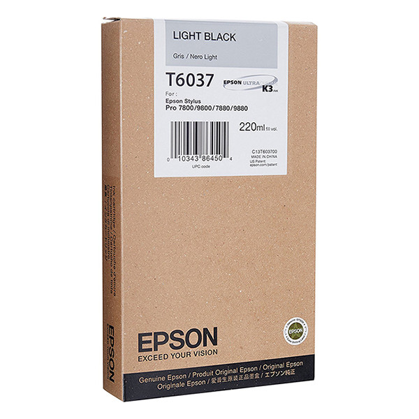 Epson T6037 inktcartridge licht zwart hoge capaciteit (origineel) C13T603700 026046 - 1