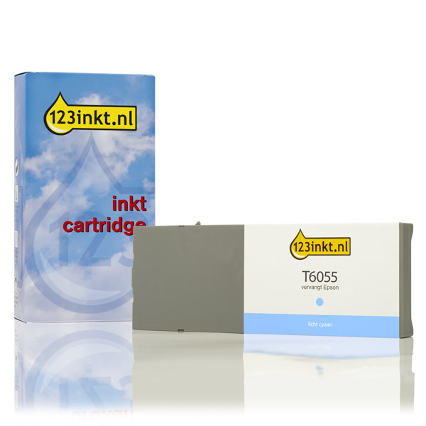 Epson T6055 inktcartridge licht cyaan standaard capaciteit (123inkt huismerk) C13T605500C 026059 - 1