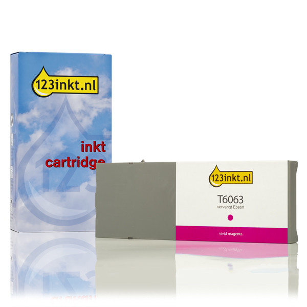 Epson T6063 inktcartridge vivid magenta hoge capaciteit (123inkt huismerk) C13T606300C 026071 - 1