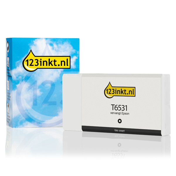 Epson T6531 inktcartridge foto zwart (123inkt huismerk) C13T653100C 026317 - 1