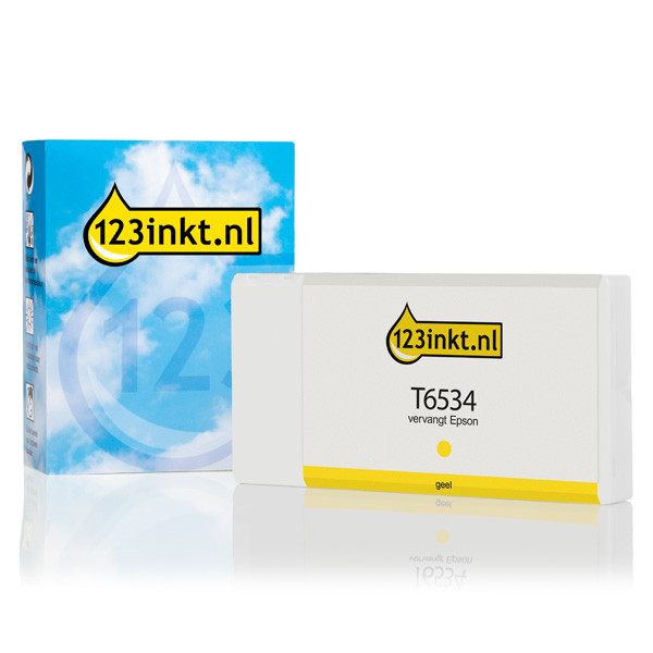 Epson T6534 inktcartridge geel (123inkt huismerk) C13T653400C 026323 - 1