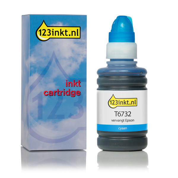 Epson T6732 inktfles cyaan (123inkt huismerk) C13T67324AC 026819 - 1