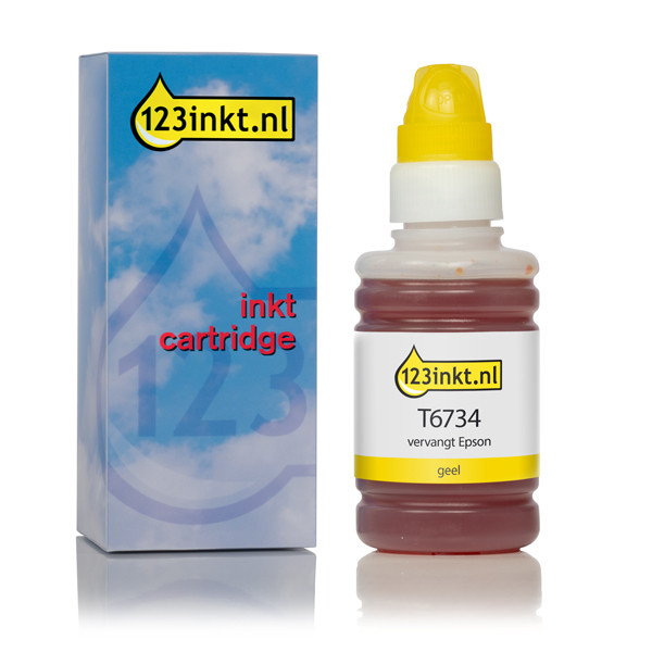 Epson T6734 inktfles geel (123inkt huismerk) C13T67344AC 026823 - 1