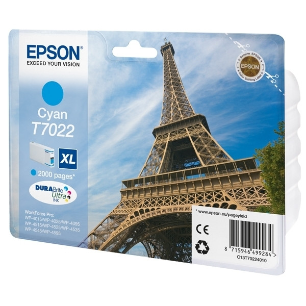 Epson T7022 inktcartridge cyaan hoge capaciteit (origineel) C13T70224010 902967 - 1