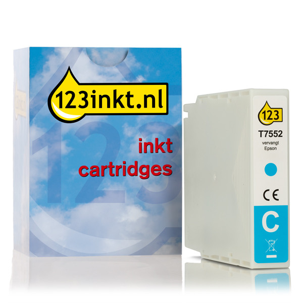 Epson T7552 inktcartridge cyaan hoge capaciteit (123inkt huismerk) C13T755240C 026683 - 1