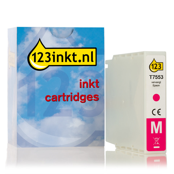 Epson T7553 inktcartridge magenta hoge capaciteit (123inkt huismerk) C13T755340C 026685 - 1