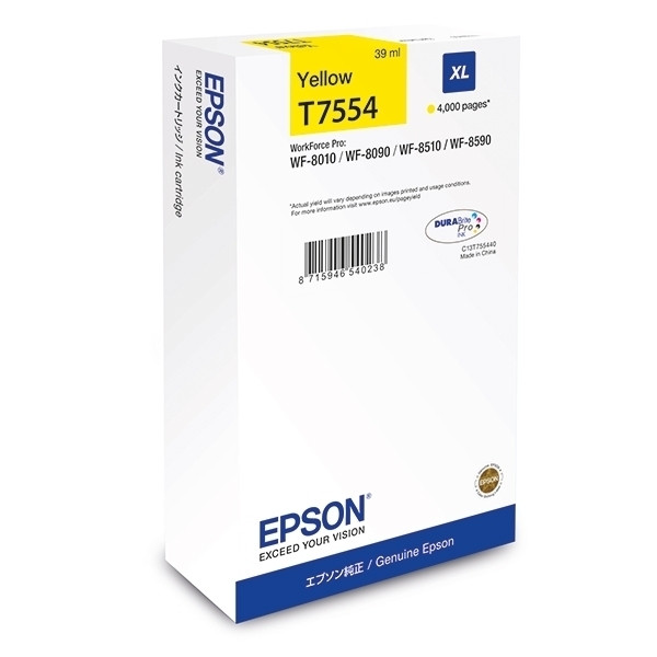 Epson T7554 inktcartridge geel hoge capaciteit (origineel) C13T755440 026686 - 1
