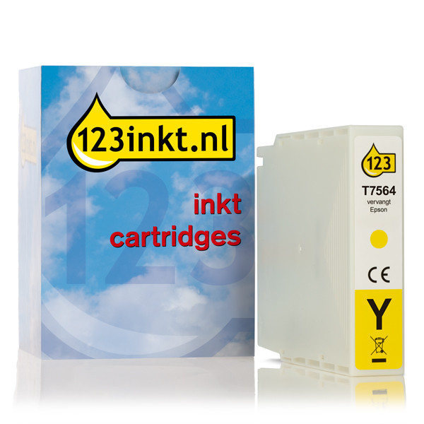 Epson T7564 inktcartridge geel (123inkt huismerk) C13T756440C 026679 - 1