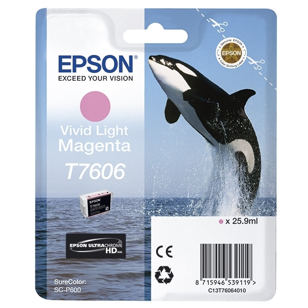 Epson T7606 inktcartridge vivid licht magenta (origineel) C13T76064010 026732 - 1