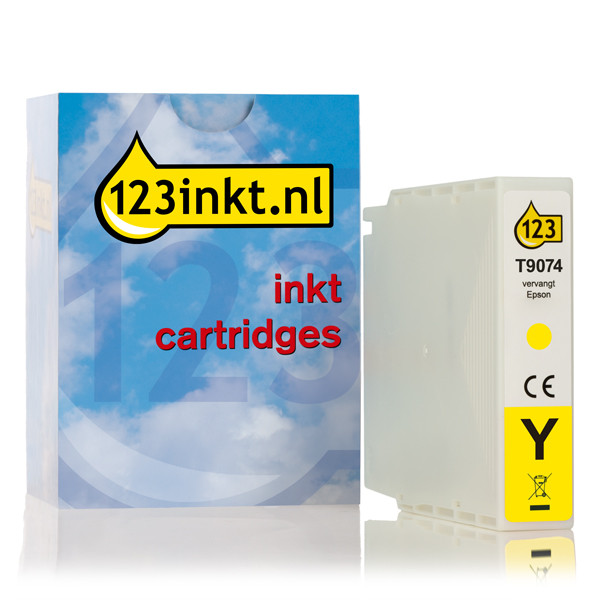 Epson T9074 inktcartridge geel extra hoge capaciteit (123inkt huismerk) C13T907440C 026963 - 1