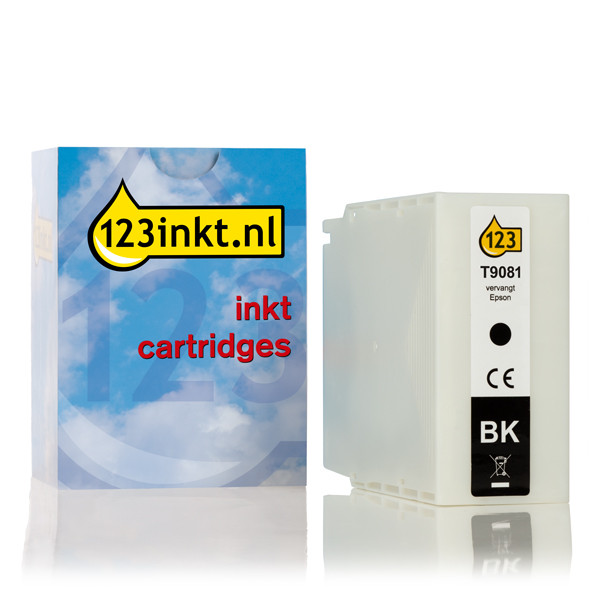 Epson T9081 inktcartridge zwart hoge capaciteit (123inkt huismerk) C13T908140C 026949 - 1