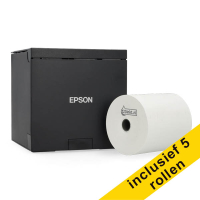 Epson TM-M30III ticketprinter zwart met wifi, ethernet en bluetooth bundel met 123inkt kassarol 80x80x12 thermo wit (5 stuks) 831988
