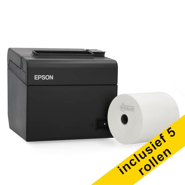Epson TM-T20III (011) bonprinter zwart bundel met 123inkt kassarol 80x80x12 thermo wit (5 stuks) 831985 - 1