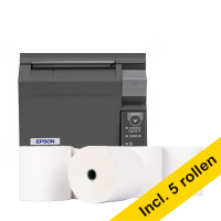 Epson TM-T88VII bonprinter bundel met 123inkt kassarol 80x80x12 thermo wit (5 stuks) 832332