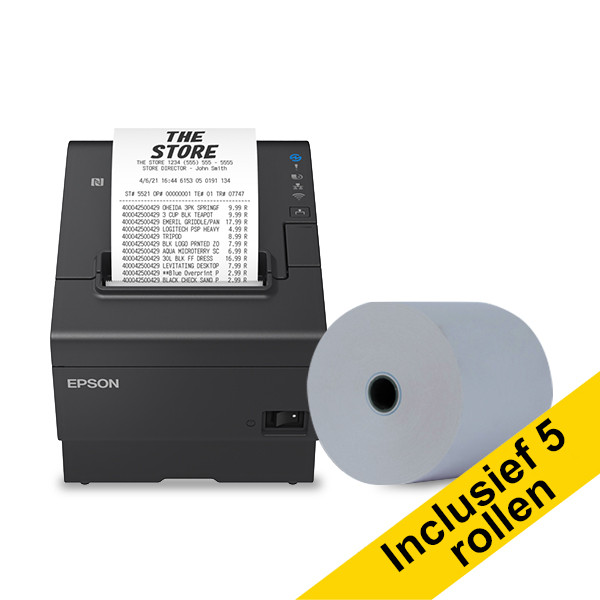 Epson TM-T88VII ticketprinter met ethernet bundel met 5 Blue4est kassarollen 80x80x12 832364 - 1