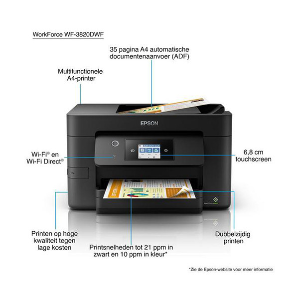 Epson WorkForce Pro WF-3820DWF all-in-one A4 inkjetprinter met wifi (4 in 1) C11CJ07401 C11CJ07403 831752 - 9