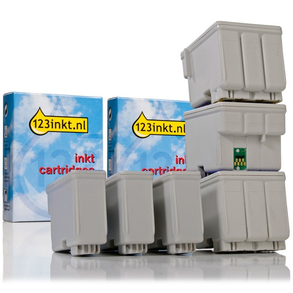 Epson aanbieding: 3 x T036 zwart + 3 x T037 kleur (123inkt huismerk) C13T03614010C C13T03704010C 110430 - 1
