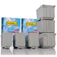Epson aanbieding: 3 x T051 zwart + 3 x T020 kleur (123inkt huismerk) C13T02040110C C13T05114010C 110650