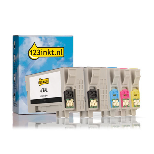 Epson aanbieding: 408XL-serie 2x zwart + 3x kleur (123inkt huismerk)  160806 - 1
