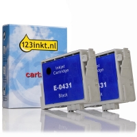Epson aanbieding: T0431 inktcartridge zwart hoge capaciteit dubbelpak (123inkt huismerk)  022373