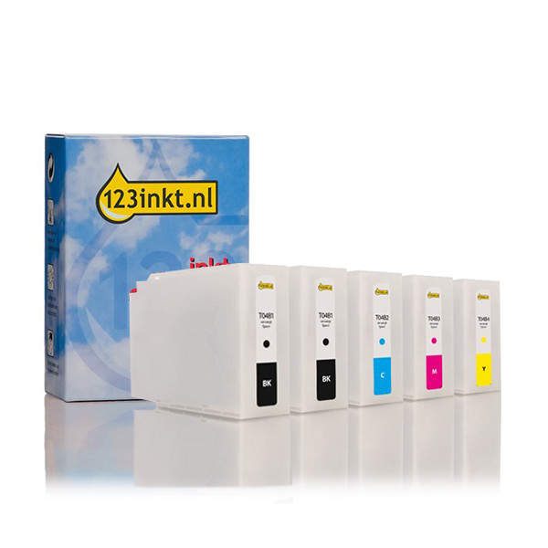 Epson aanbieding: T04B serie 2x zwart + 3x kleur (123inkt huismerk)  160825 - 1
