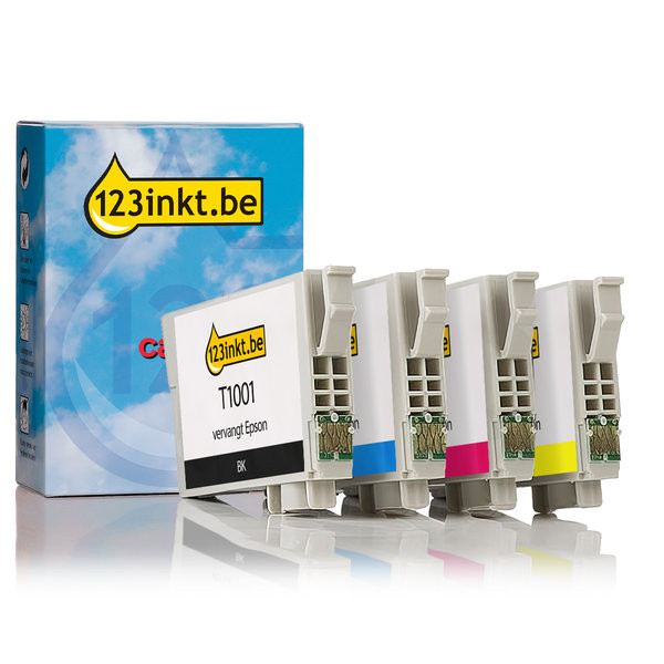 Epson aanbieding: T100-serie zwart + 3 kleuren (123inkt huismerk) C13T10014010C C13T10024010C C13T10034010C C13T10044010C 127098 - 1