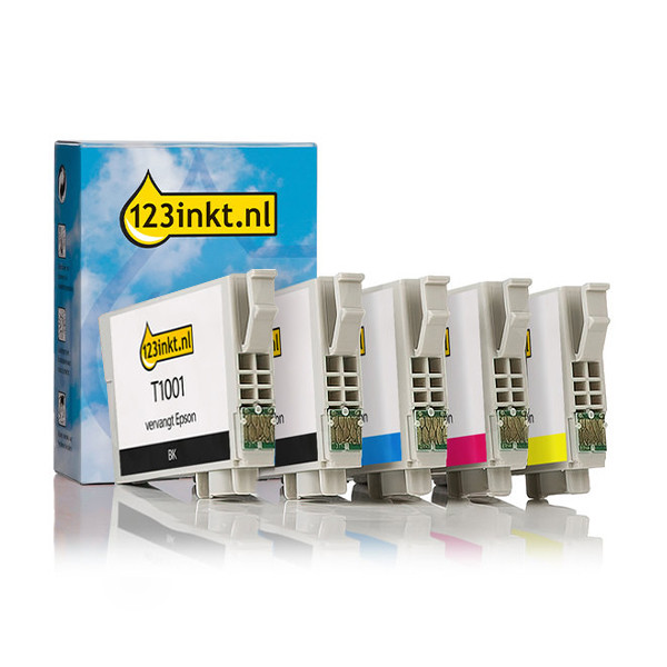 Epson aanbieding: T100 serie 2x zwart + 3x kleur (123inkt huismerk)  160827 - 1