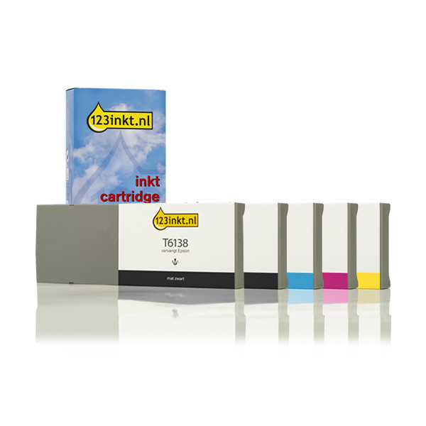 Epson aanbieding: T613 serie 2x mat zwart + 3x kleur  (123inkt huismerk)  160837 - 1