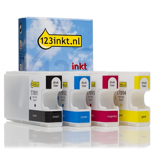 Epson aanbieding: T789-serie zwart + 3 kleuren (123inkt huismerk) C13T789140C C13T789240C C13T789340C C13T789440C 127021 - 1