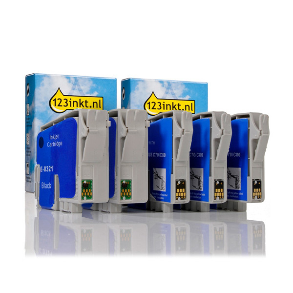 Epson aanbieding T032-serie 2x zwart + 3x kleur (123inkt huismerk)  160803 - 1