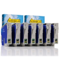 Epson aanbieding T034-serie met foto zwart 2 soorten zwart + 5 kleuren (123inkt huismerk)