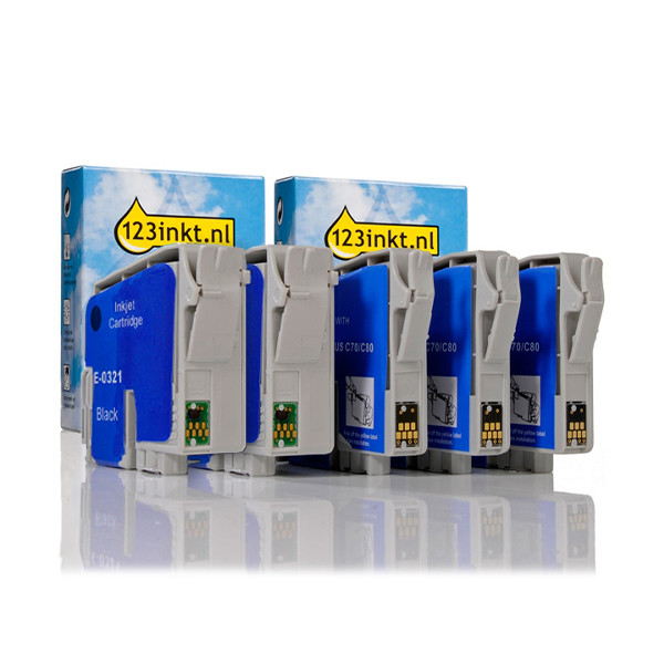Epson aanbieding T042-serie 2x zwart + 3x kleur (123inkt huismerk)  160804 - 1