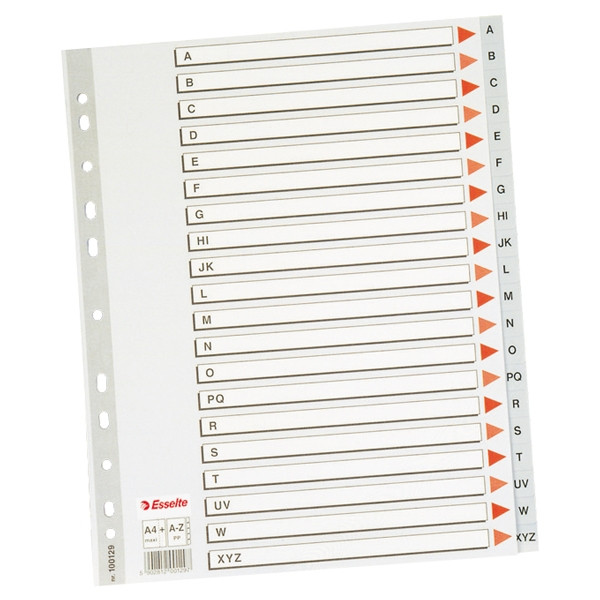 Esselte 100112 plastic tabbladen A4 grijs met 20 tabs A-Z (11-gaats) 100112 203822 - 1