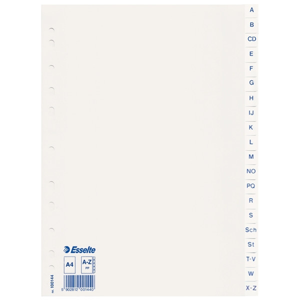 Esselte 100144 plastic tabbladen A4 wit met 20 tabs A-Z (11-gaats) 100144 203828 - 1