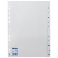 Esselte 100153 plastic tabbladen A4 wit met 12 tabs 1-12 (11-gaats) 100153 203830
