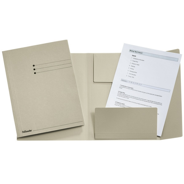 Esselte 3-klepsmap met lijnbedrukking grijs A4 (50 stuks) 1033307 203572 - 1