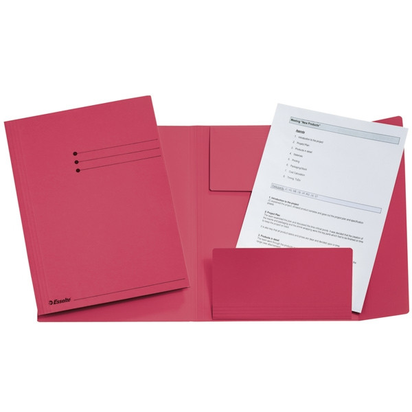 Esselte 3-klepsmap met lijnbedrukking maat folio rood (50 stuks) 1032315 203752 - 1