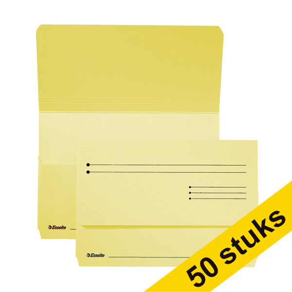 Aanbieding: 2x Esselte Pocket-File kartonnen dossiermappen geel (25 stuks) 203150 - 1