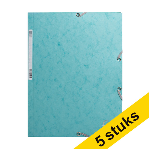 Aanbieding: 5x Exacompta elastomap glanskarton ijzig blauw A4 404164 - 1