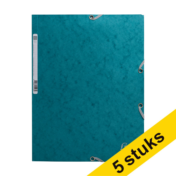 Aanbieding: 5x Exacompta elastomap glanskarton pacific blauw A4 404163 - 1