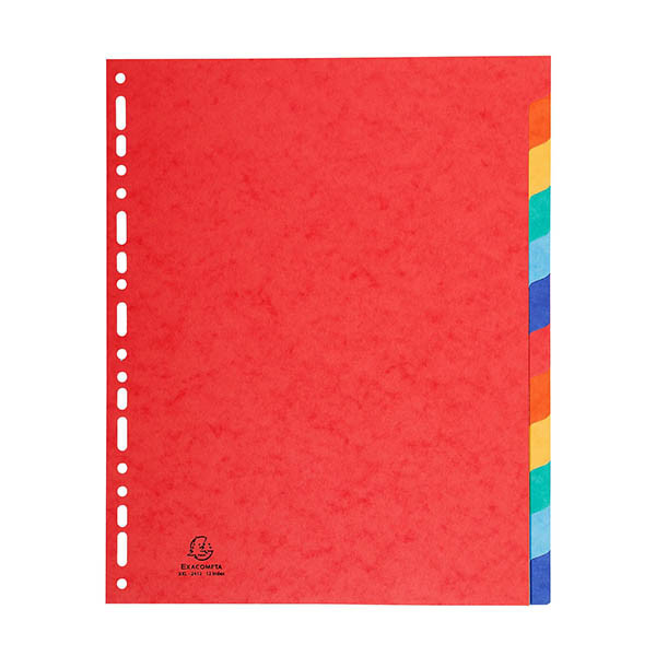 Exacompta kartonnen tabbladen A4+ gekleurd met 12 tabs (11-gaats) 404664 - 1