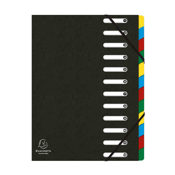 Exacompta sorteermap karton zwart (12 tabs) 404687 - 1