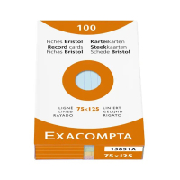Exacompta steekkaart gelijnd 75 x 125 mm assortiment kleuren (100 stuks) 13851X 404434
