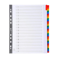 Exacompta witte kartonnen tabbladen A4+ met 31 gekleurde tabs (11-gaats) 404668