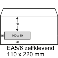 Exclusive envelop wit 110 x 220 mm - EA5/6 venster links zelfklevend (200 stuks) 402520-200 209170