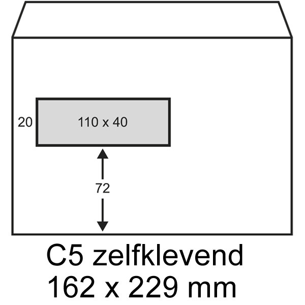 Exclusive envelop wit 162 x 229 mm - C5 venster links zelfklevend (100 stuks) 402560-100 209178 - 1