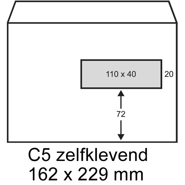 Behandeling hoofd Etna Exclusive envelop wit 162 x 229 mm - C5 venster rechts zelfklevend (100  stuks) 123inkt.be