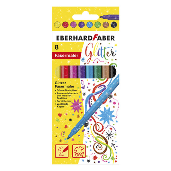 Faber-Castell Eberhard Faber Glitter viltstiften (8 stuks) EF-551008 220224 - 1